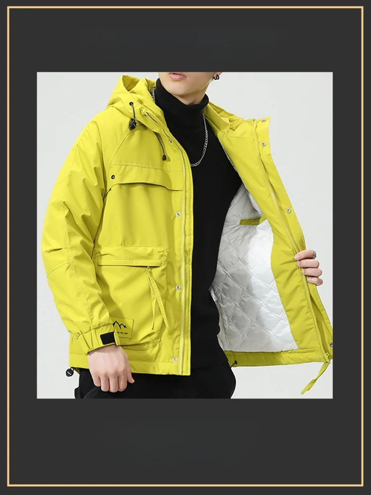 Zhenvis Cold-Proof Cotton-Padded Coat for Boys 2024 New Hood Warm Men's Clothing Outerwear Autumn and Winter Thickened Casual...