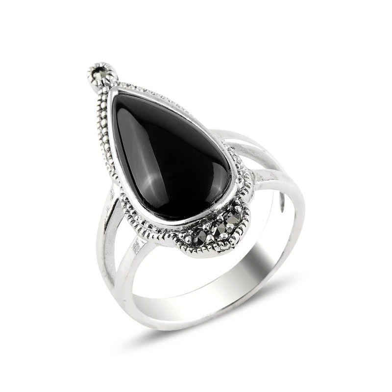 

Серебряное кольцо 925 пробы Onyx & Marcasite