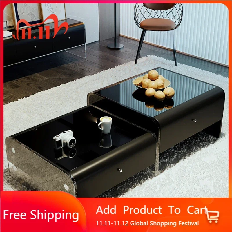 

Italian Minimalism Coffee Tables Acrylic Combination Living Room Glass Coffee Tables Modern Luxury Mueble Salon Furniture QF50CT