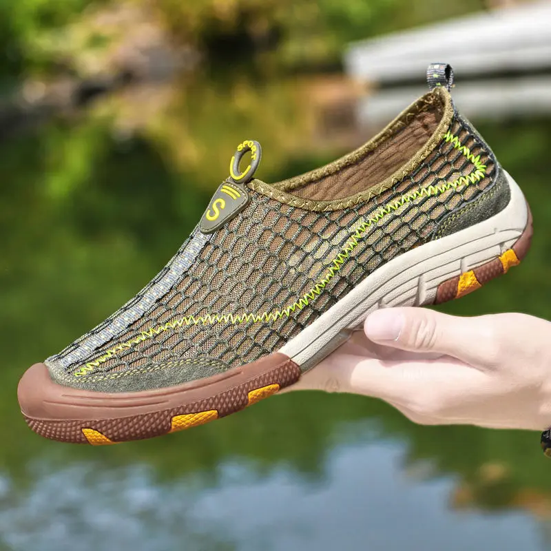 

Men Sandals Fashionable Leather Sandals Men Outdoor Casual Shoes Sneakers Breathable Fisherman Shoes Slip on Men Beach Shoes