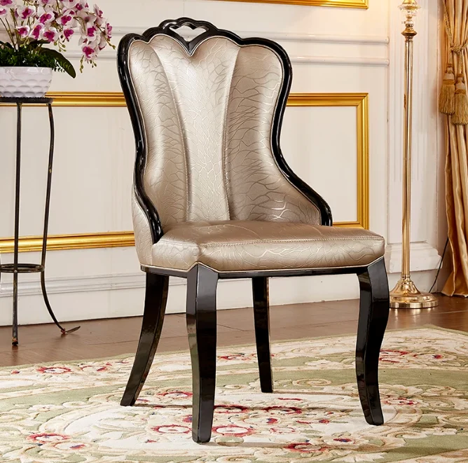 

European style dining chair simple post modern restaurant fashion bag hotel entertainment chair solid leather dining chair