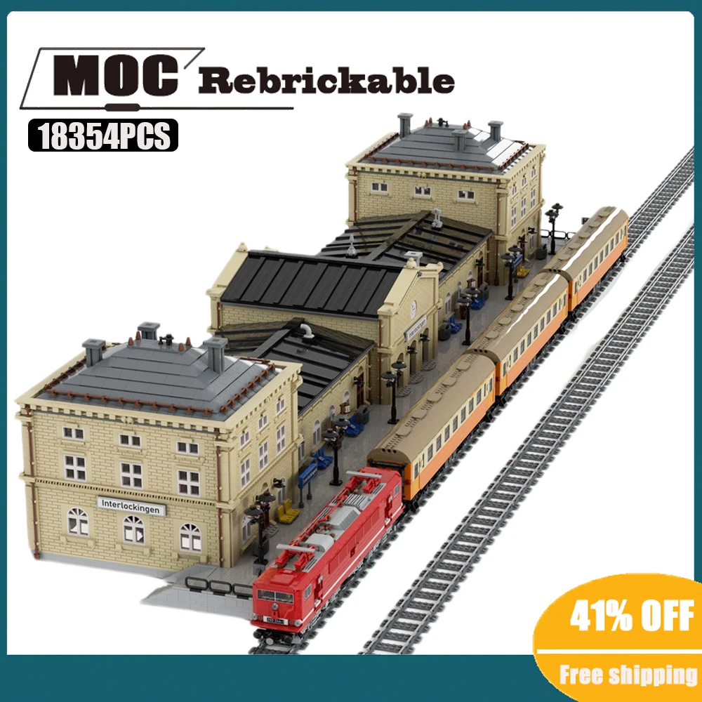 

NEW MOC Hot Selling City Street View Model Moc Modular Building Osterburken Main Train Station DIY childToys BirthdayGift Blocks