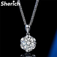 sherich flower 2ct moissanite diamond 100 925 sterling silver fashion chopin chain pendant necklace womens brand fine jewelry