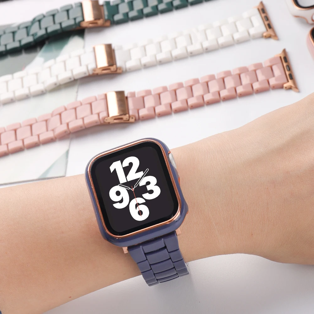 

Slim bracelet + full cover case suitable for Apple Watch Band SE 45 44 42mm Ladies Watch Band Smart Series 76543 414038mm Relate