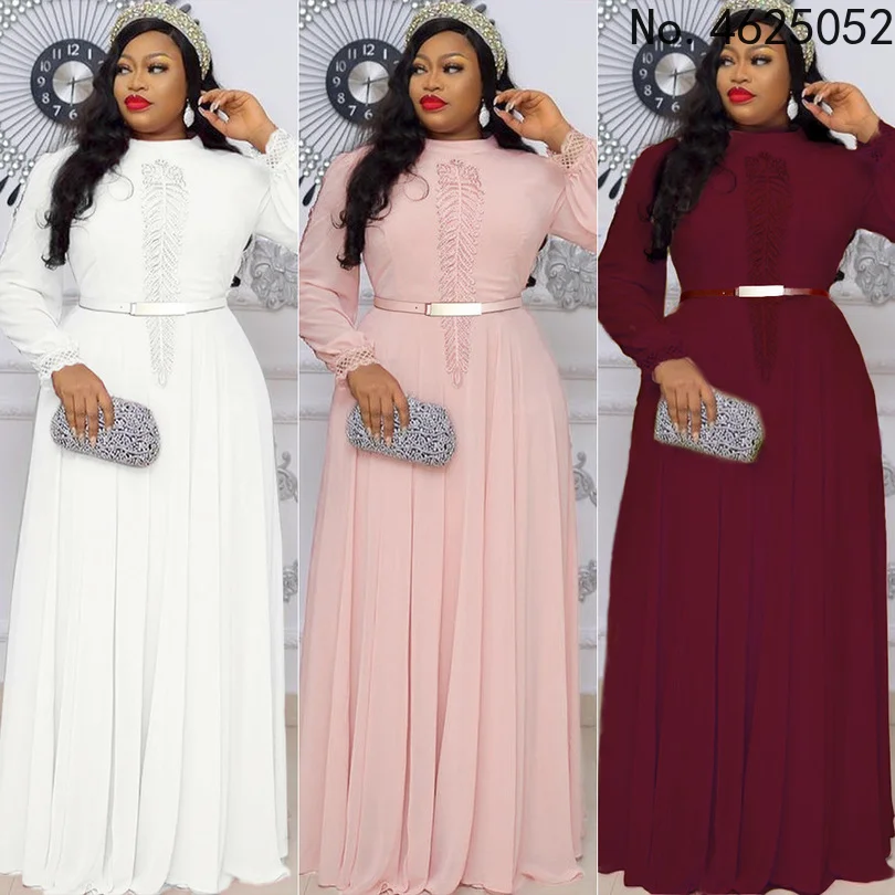 

Autumn Long Sleeve Women's Dress 2023 New Fashion African Print Chiffon Maxi Dress Elegant Muslim Abaya Kaftan Party Vestidos