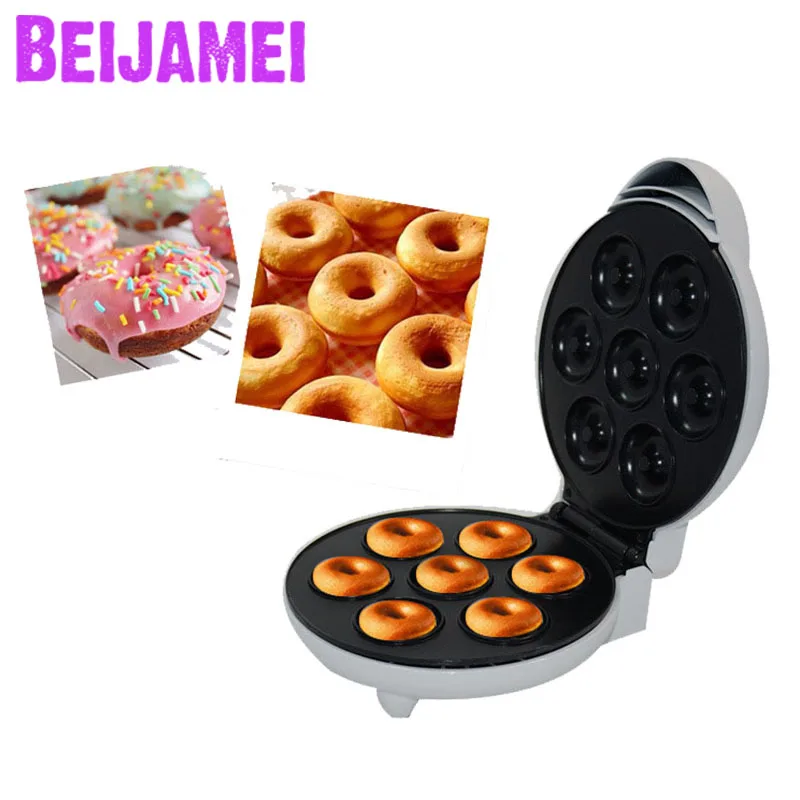 BEIJAMEI High Quality 220V Non-stick Electric Donut Making Pancake Maker Mini Donut Waffle Machine For Household Kitchen Tool