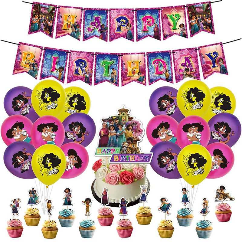 

Disney Pixar Encanto Birthday Decorations Party Supplies Set Backdrop Cake Topper Background Kids Supplies Decorative Gifts
