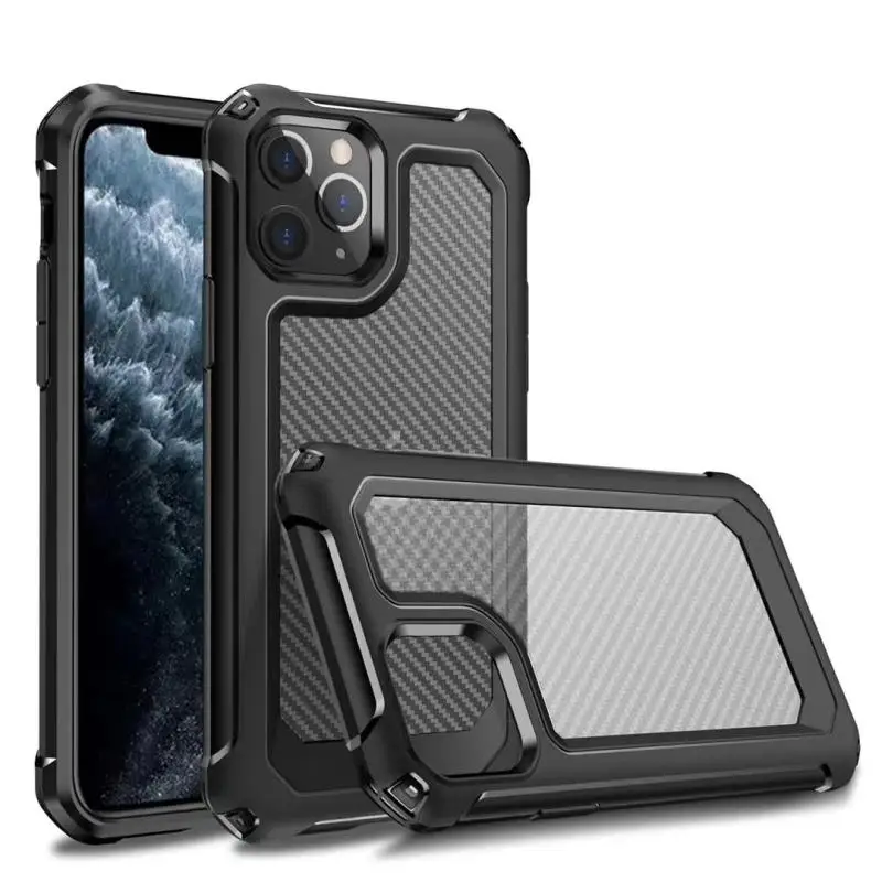 

For Apple iphone 11 Pro Max Case Hard carbon fiber Transparent protect Back Cover Case for iphone XS Max XR 6 7 8 Plus SE2 2020