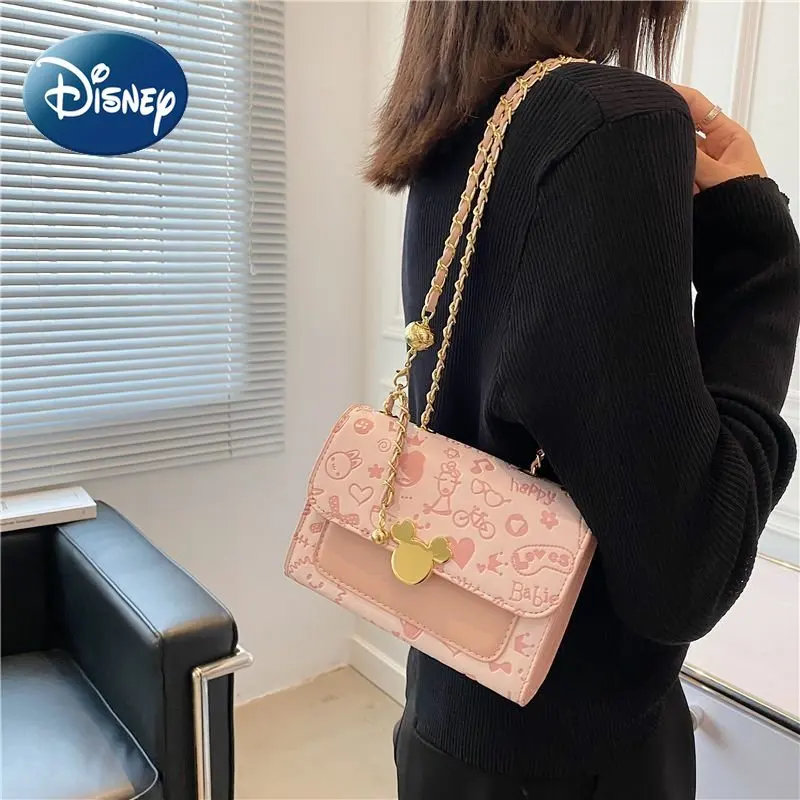 

Сумка через плечо Disney с Микки Маусом для женщин, милый кошелек для девушек, вместительная дизайнерская сумочка на плечо, роскошная розовая