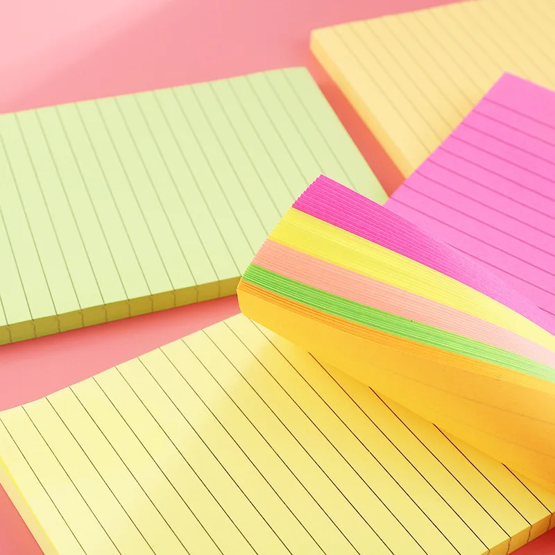

50 Sheets Lined Sticky Notes 4X6in Colorful Ruled Post Stickies Super Sticking Power Memo Pad Notepad School Office Stationery
