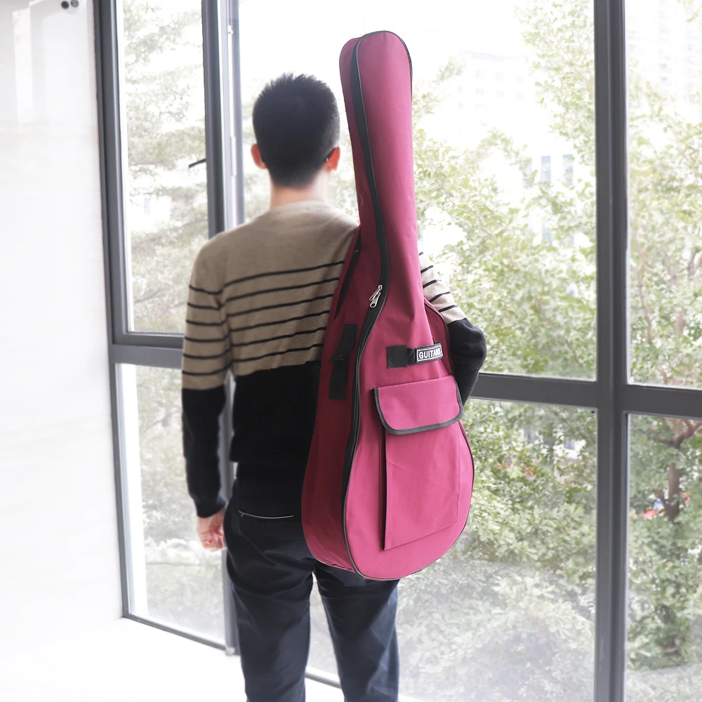40/41Inch Waterproof Oxford Fabric Guitar Case Gig Bag Double Straps Padded Cotton Soft 600D Oxford Fabric Backpack Carry Case