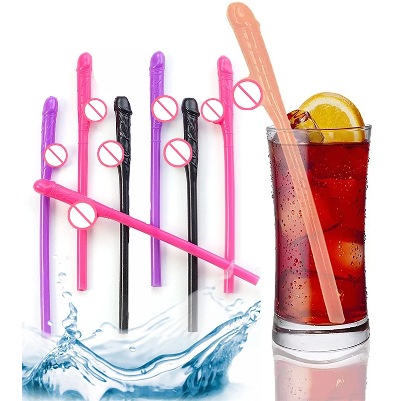 

100Pcs Penis Straws Hen Night Party Team Bride Plastic Willy Dick Bridal To Be Drink Straw Sexy Nude Bar Bachelorette Supplies