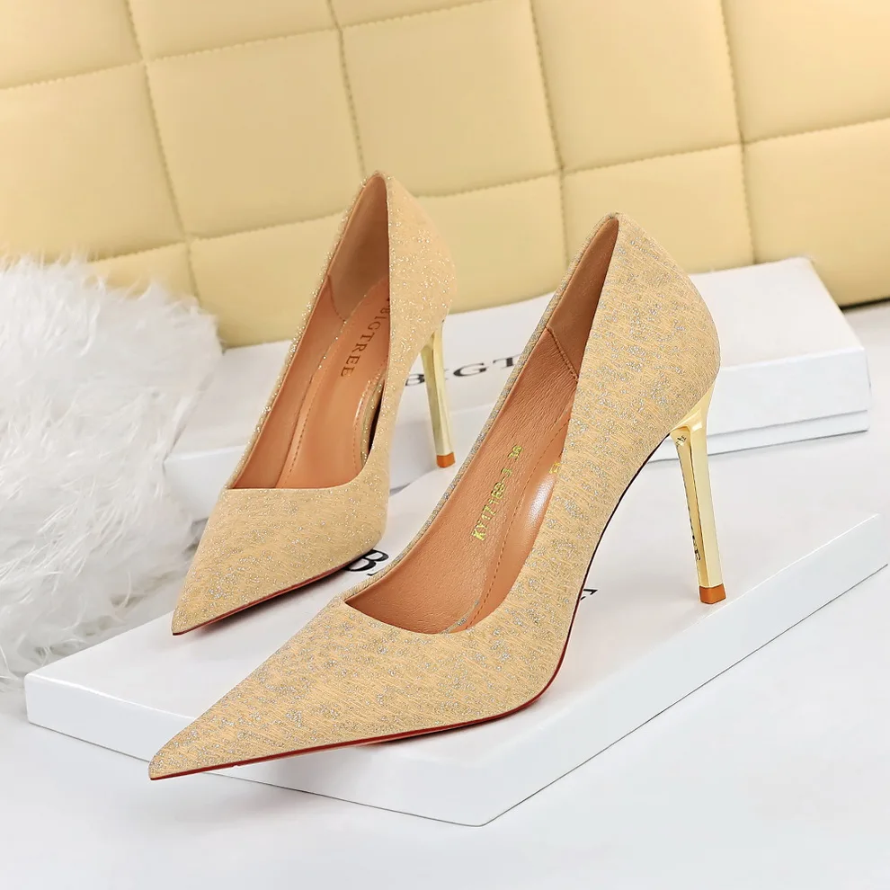

BIGTREE Shoes Woman Pumps Classic Women Shoes Basic Women Heels Cloth Fabric Shallow Wedding Shoes Sexy Stiletto Plus Size 42 43