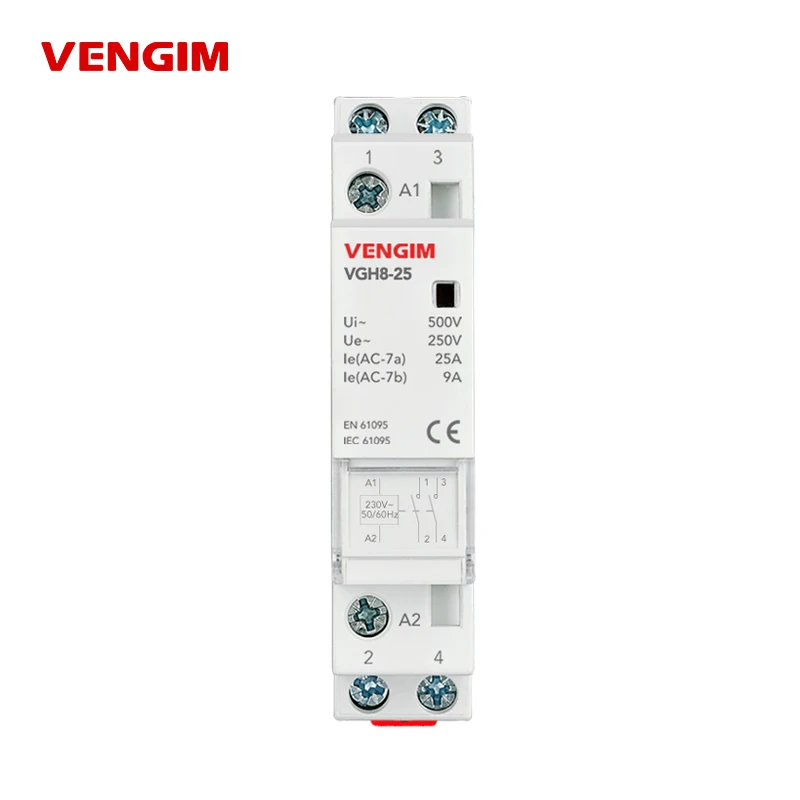 

Din Rail Mounted Household Modular AC Contactor AC220V/230V 2P 25A 2NO 1NO1NC 2NC for Smart Home House Hotel