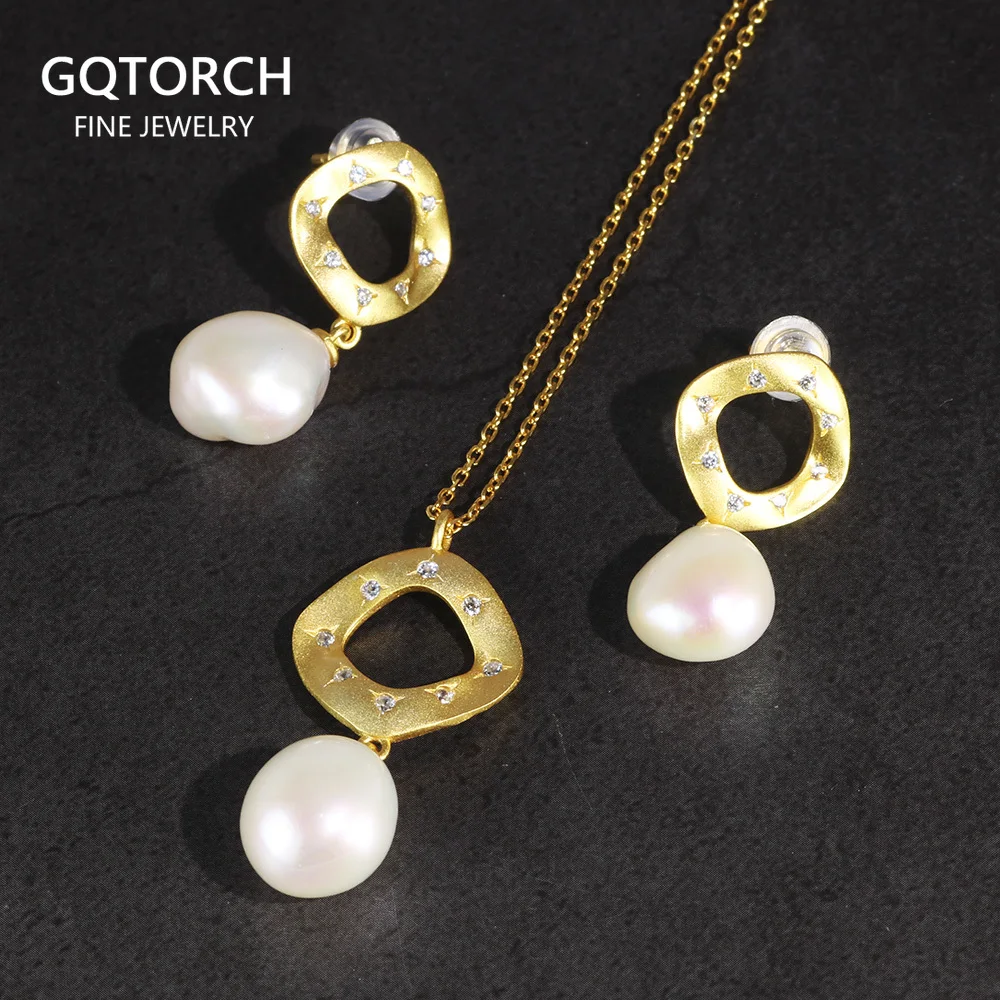 

Natural Freshwater Pearl Jewelry Sets For Women Elegant Beautiful Real Pure Sterling Silver 925 Earrings And Pendants Necklace