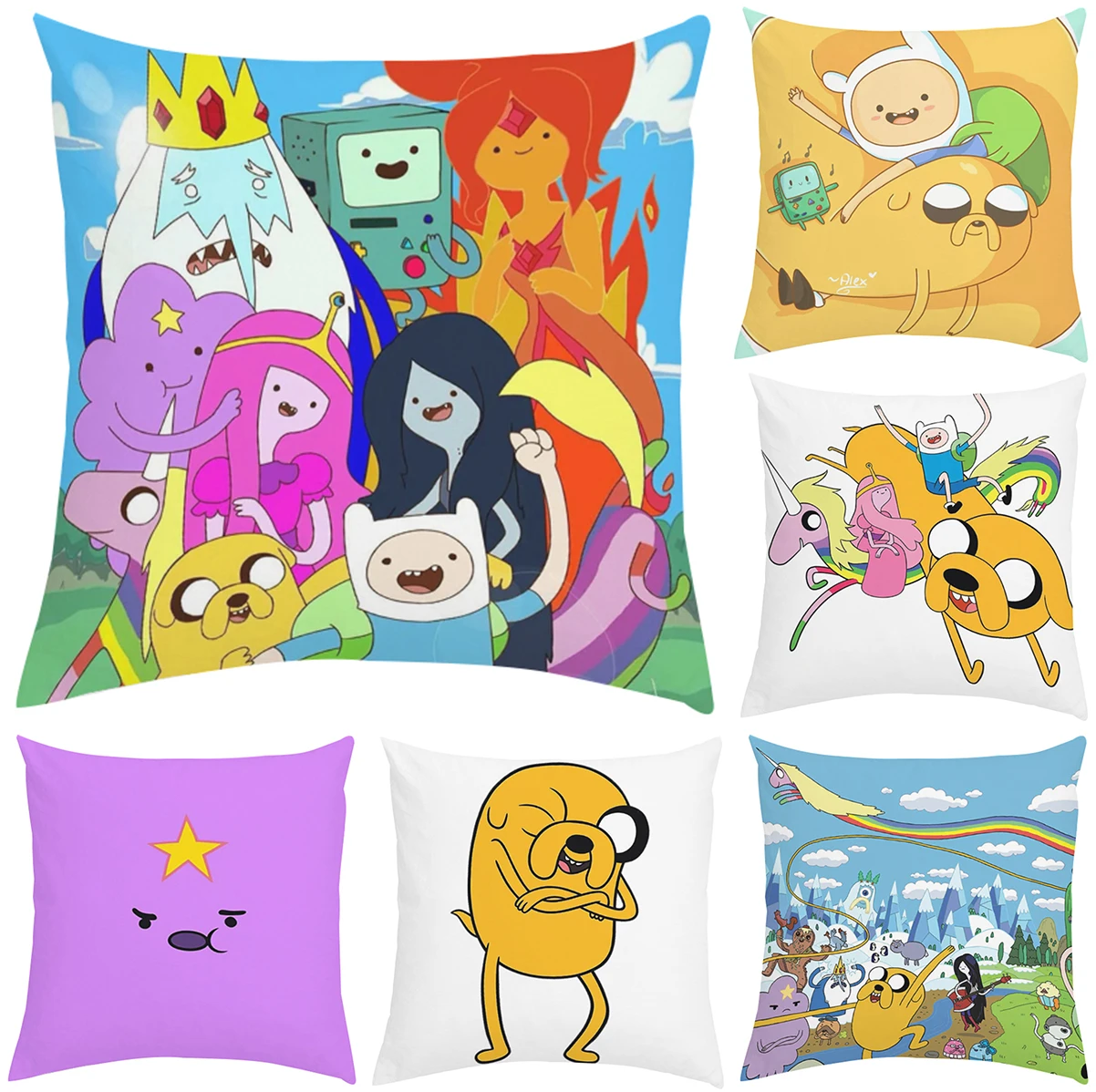 

Pillowcases 50x50 Adventure Time Throw Pillows Sofa Cushions Cushion Cover 40x40cm Pillowcase 45x45 Pilow Cases Anime