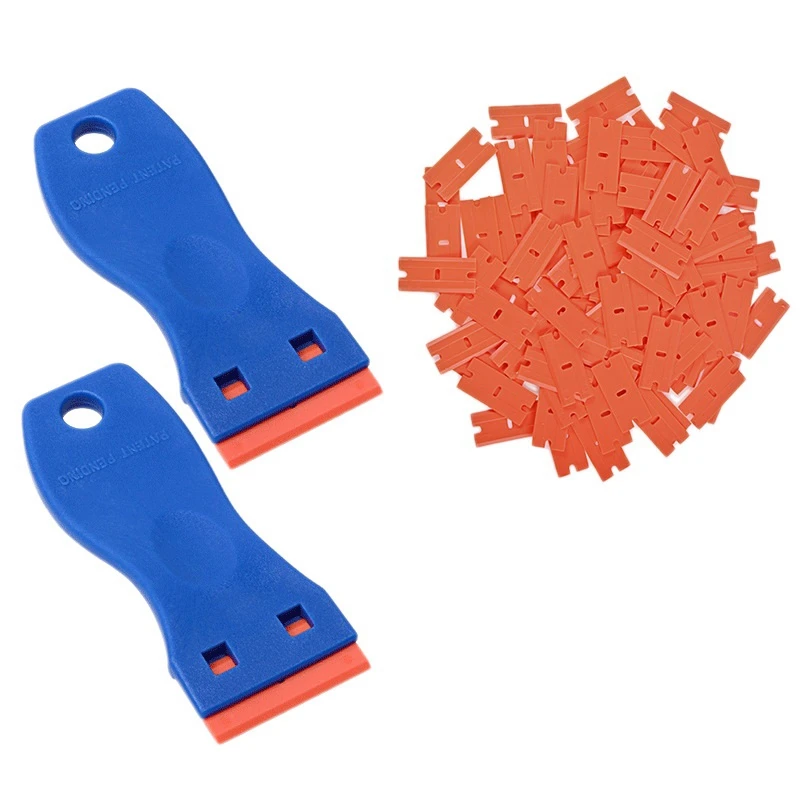 

Plastic Razor Blade Scraper, 2PCS Scraper Tool With 60PCS Plastic Blades, Cleaning Scraper Remover For Stickers
