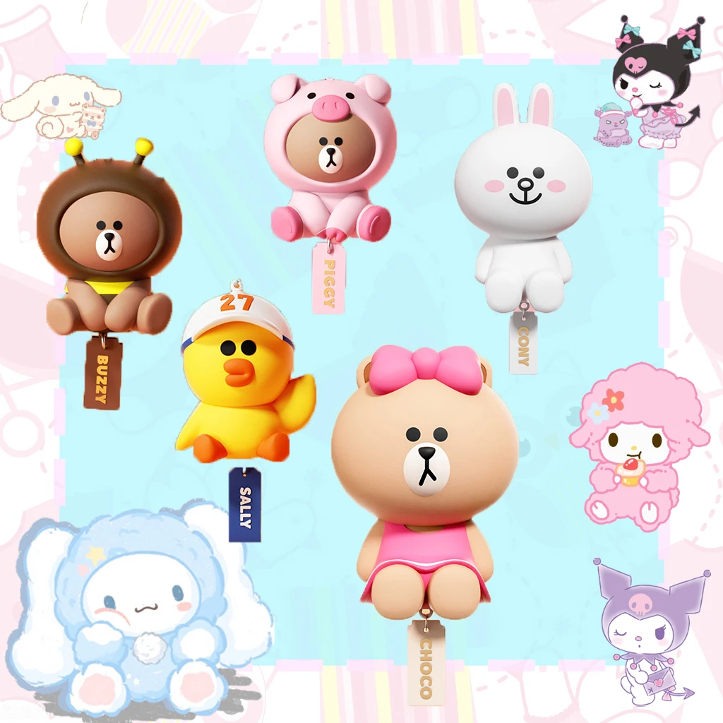 

Line Friends Series Brown Bear Cony Rabbit Choco Sally Cute Peripheral Toys Key Chain Kawaii Backpack Pendant Car Accessories