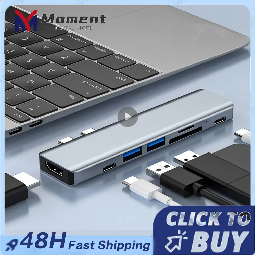 

USB 3.1 Type-C Hub To HDMI Adapter 4K Thunderbolt 3 USB C Hub with Hub 3.0 TF SD Reader Slot PD For M2 M1 MacBook Pro Air