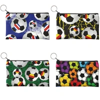 new football pattern coin purses small fresh canvas coin wallet lady girls earphone coin key money storage bag zipper pouch