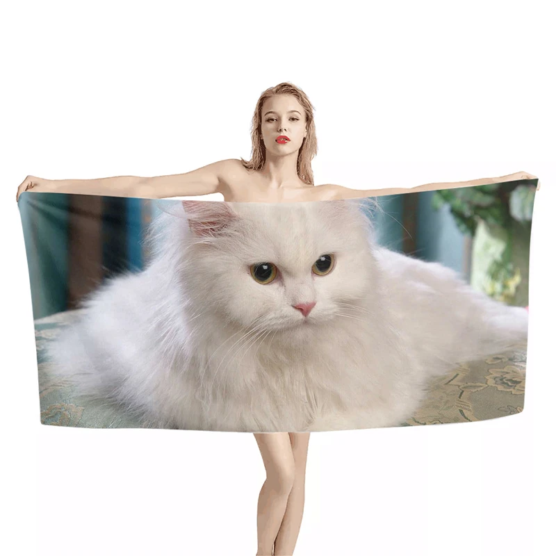 

Kawaii Persian Cat Beach Towel Soft Thick Super Quick Dry Bathroom Household Absorbent Bath Blanket Towel Beach Towel for Adult