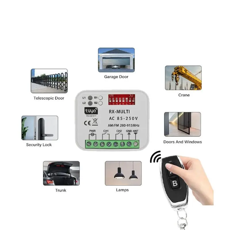 Фото #   Лучший выбор: универсальный Wi-Fi приемник для гаражных ворот Tuya AC 85-250V RX-Multi 280-915Mhz, переключатель для умного дома Smart Life №4