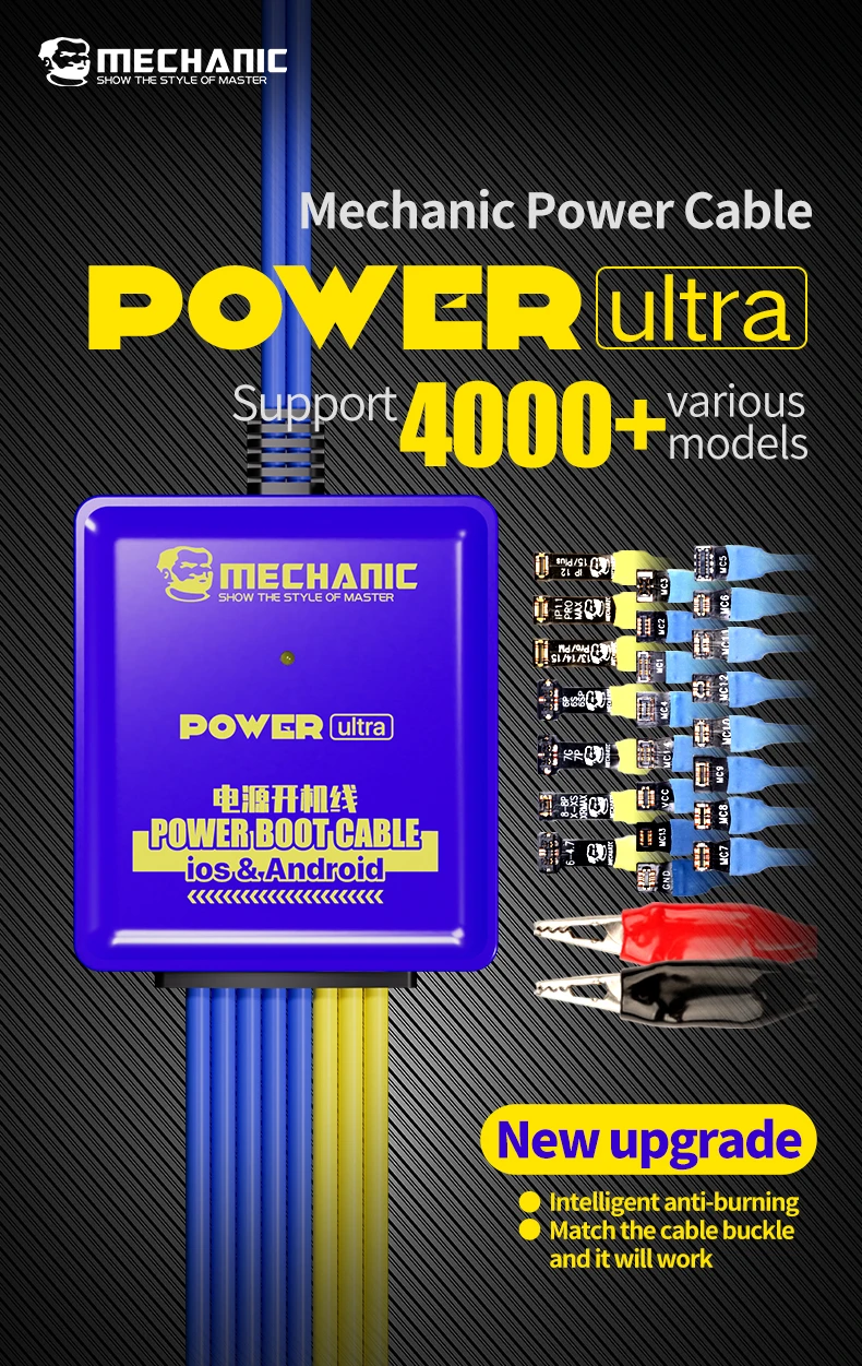 

MECHANIC Power Ultra Power Max Тестовый кабель для мобильных загрузок для iPhone 6-15PM для Samsung Huawei Xiaomi Тестовый шнур питания