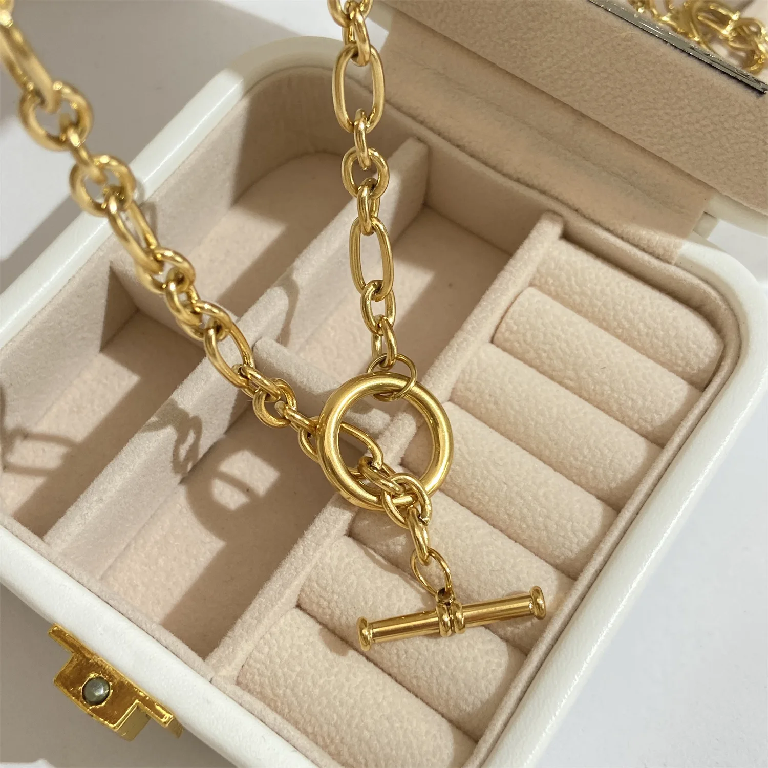 Ожерелье женское из нержавеющей стали толстая цепочка с застежкой не потускнеет