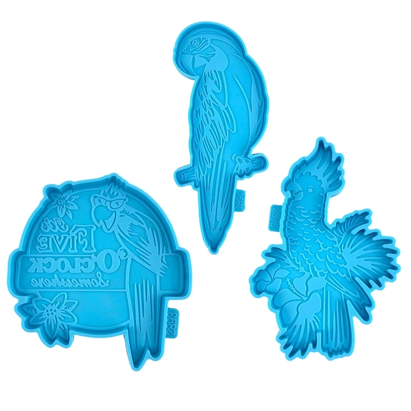

Parrot Coaster Drop Glue Mold Diy with Flower Parrot Water Coaster Coffee Pad Parrot Round Coaster Silicone Mold N0HE