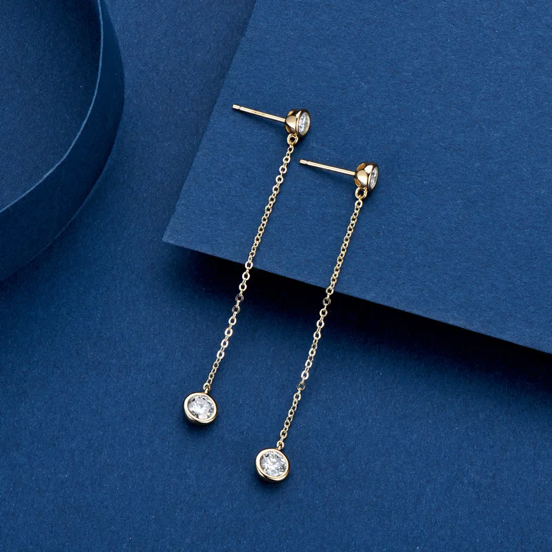

Luxury S925 Silver White Gold Color Long Crystal Tassel Dangle Earrings for Women Wedding Drop Earring Fashion Jewelry Gifts