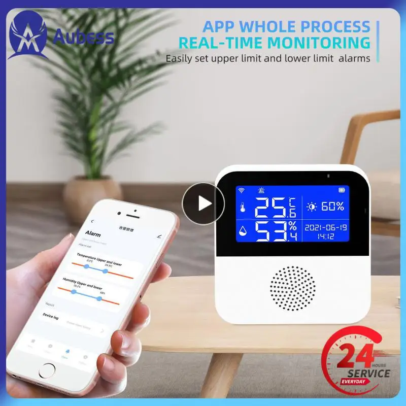 

Temperature Senor Remote Monitoring Lcd Display Temperature Humidity Sensor Indoor Alarm Thermometer Detector Wifi Hygrometer