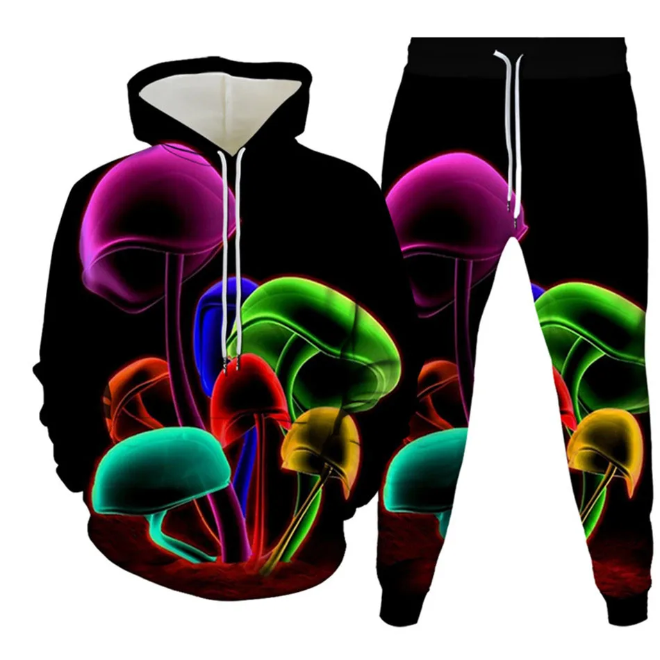 Костюм спортивный мужской из двух предметов толстовка с капюшоном и принтом