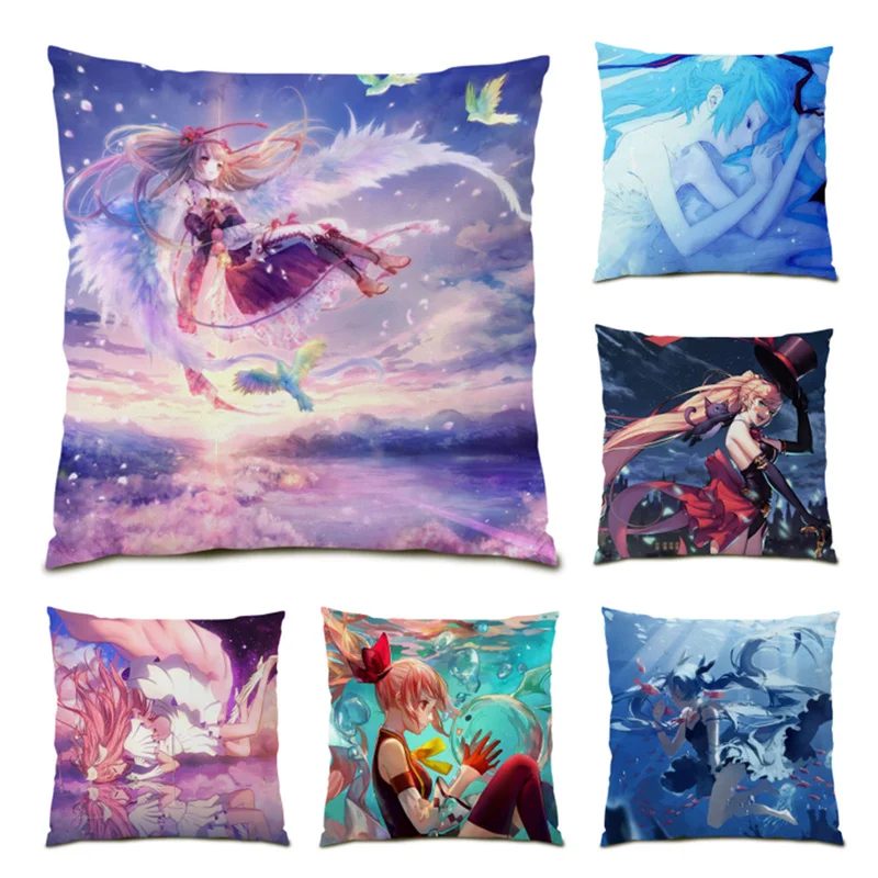 

New Polyester Linen Living Room Decoration Soft Velvet Sofa Decorative Pillow Case Comfortable 45x45 Cushions Covers Anime E0675