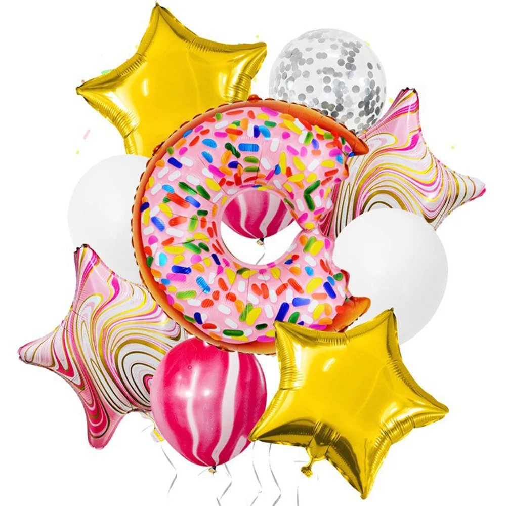

10 Donut Balloons Party Decoration Sprinkle Donut Foil Balloon Girl Birthday Party Baby Shower Gender Reveal Wedding Supplies