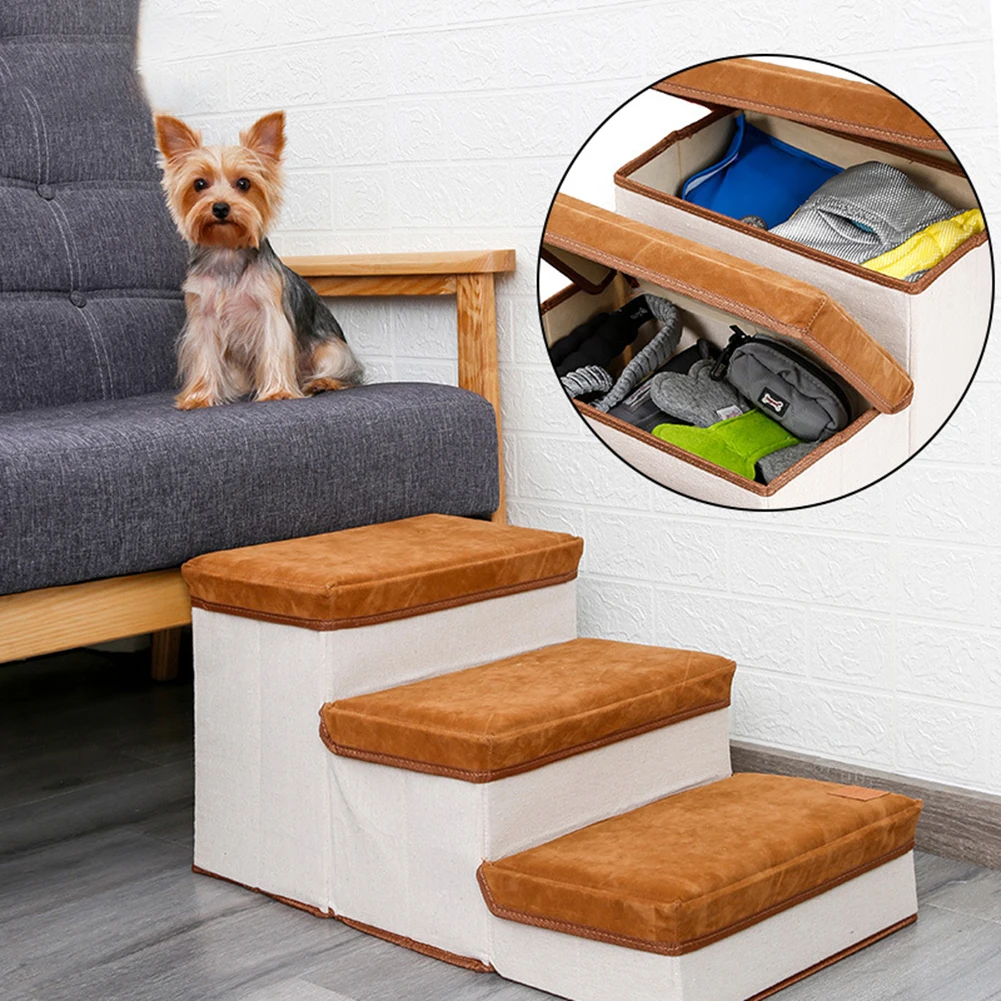 Dog Stairs 3 Layers Pet Cat Foldable Storage Puppy Pet Sofa Bed Climbing Steps Dog Accessories Training Supplies