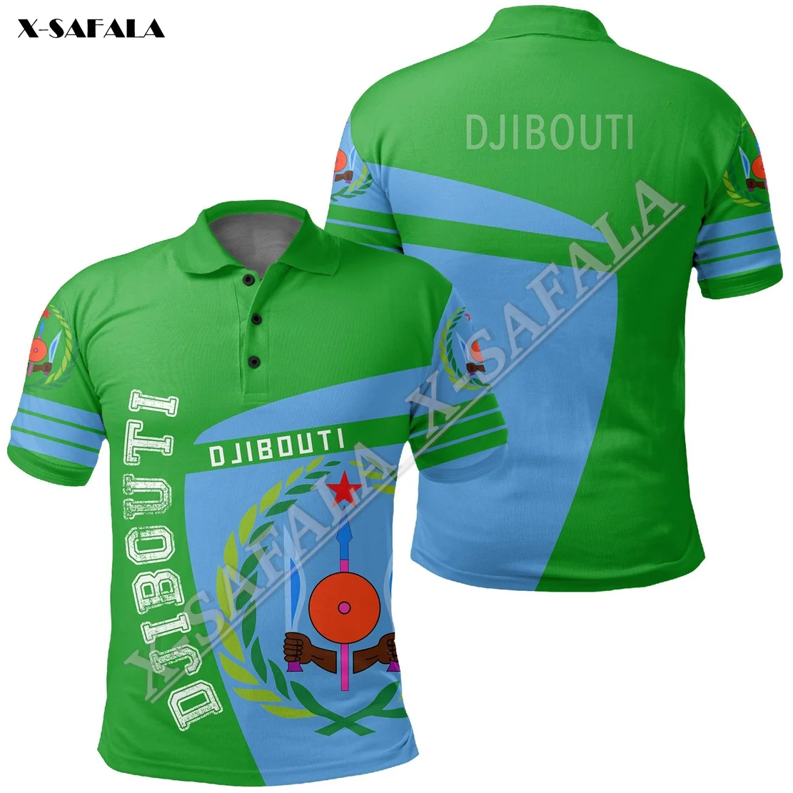

Djibouti Africa Sport Flag Lion 3D Full Printed Men Polo Shirt Collar Short Sleeve Tops Street Wear Casual Tee Mesh Fiber