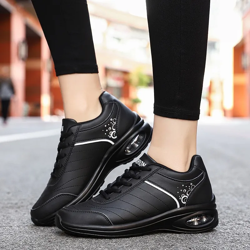 Women Fashion Leather Casual Shoes Air Cushion Running Shoes Comfortable Outdoor Waterproof Columbia Sports Shoes