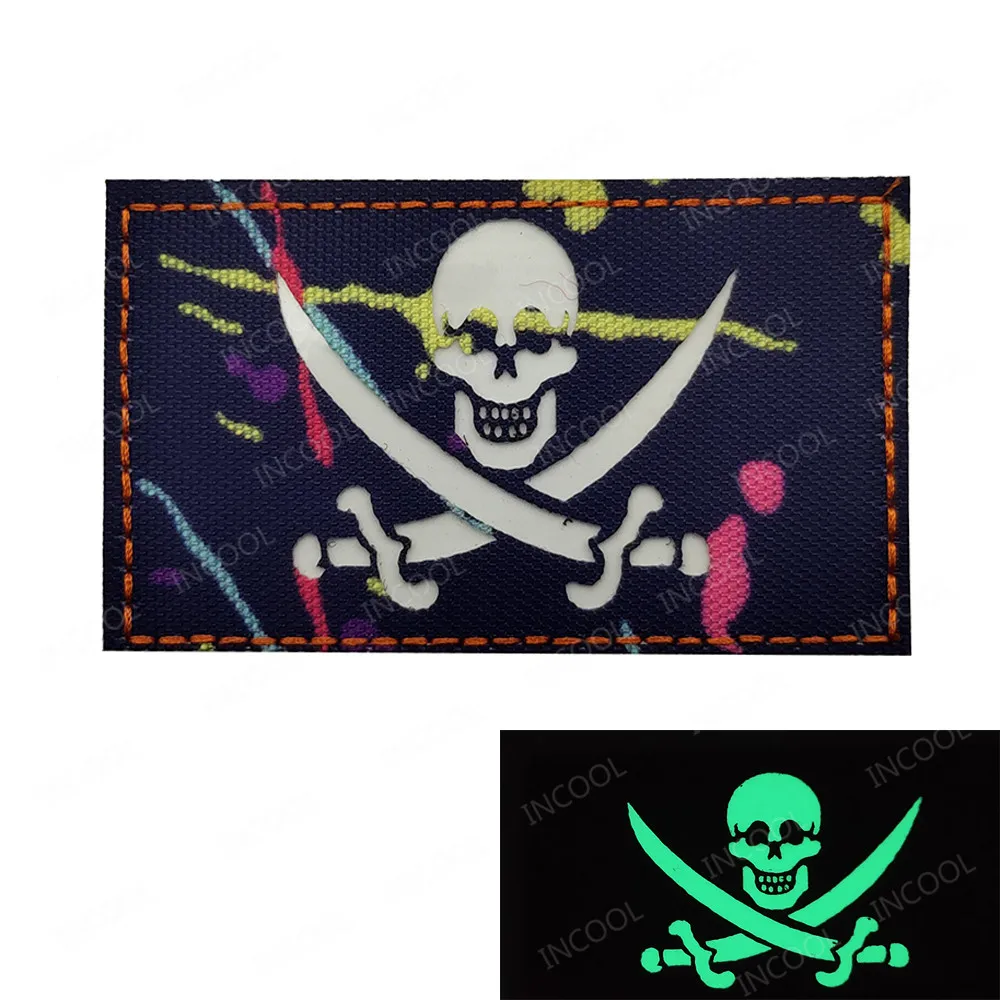 Инфракрасные Светоотражающие нашивки с вышивкой в виде черепа светящиеся