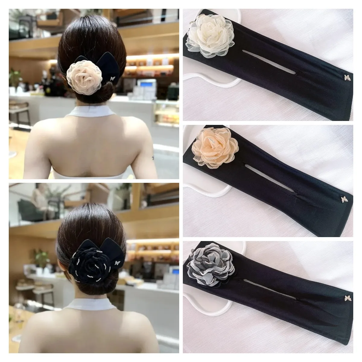 

New Korean Hair Styling Tool Temperament Ladies Girls Elegant Big Flower Head Half-Tie Flower Bud Twist Clip Hair Accessories