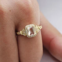 fashion gold color inlaid cubicle zircon engagement ring for women jewelry hand accessories size 6 10
