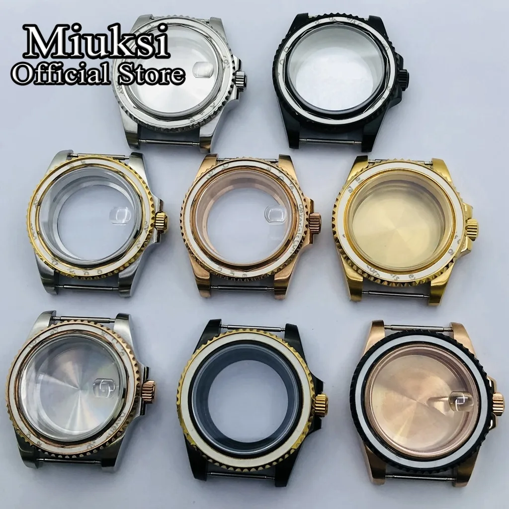 Miuksi 40mm stainless steel watch case sapphire glass fit NH35 NH36 NH34 ETA2824 2836 DG2813 3804 Miyota 8205 8215 movement