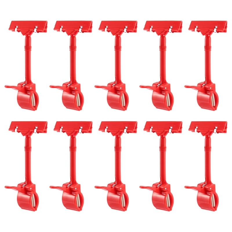 

10X Merchandise Retail Sign Card Price Tag Display Holder Clip Clamp Red