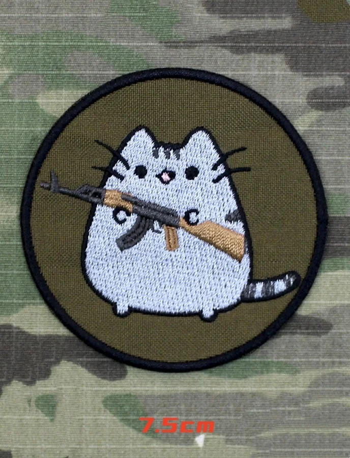 Тактический Кот с пулеметром значок для морального духа вышитый российским