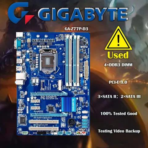 Десктопная Материнская плата GIGABYTE Z77 Socket LGA 1155 i3 i5 i7 DDR3 32G ATX UEFI BIOS