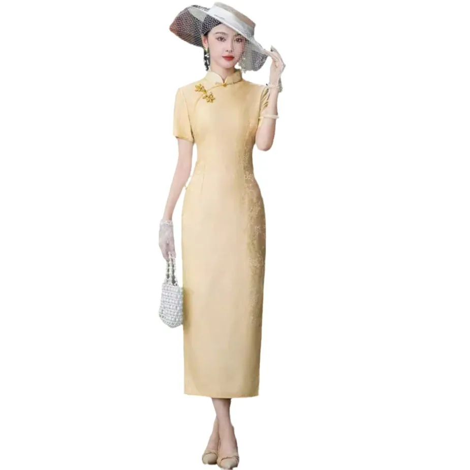 Высококачественное Cheongsam Qipao 2024 новое летнее улучшенное китайское платье из