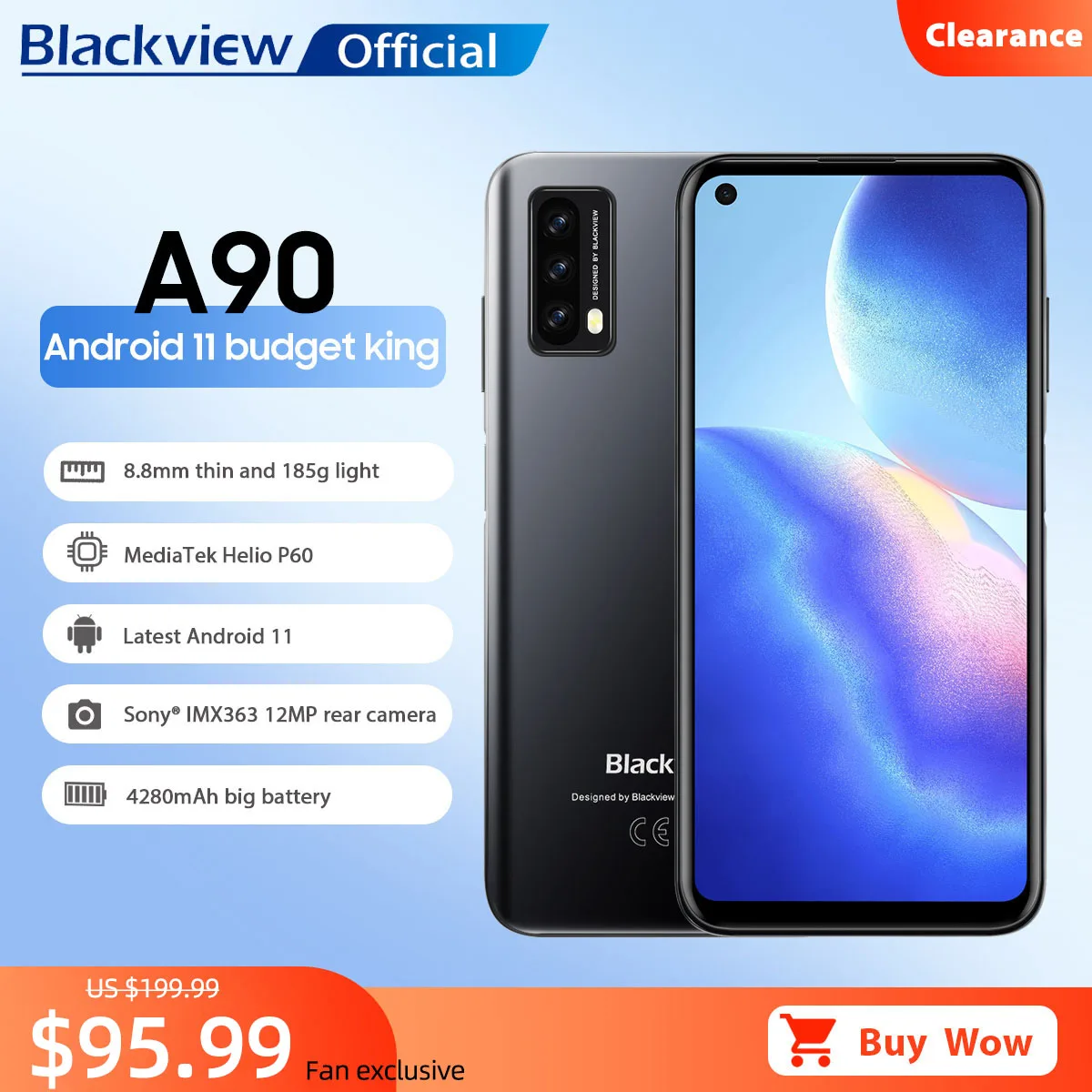 

Blackview A90 Smartphone Helio P60 Octa Core 12MP HDR Camera Mobile Phone 4GB+64GB 4280mAh Android 11 Telephone 4G LTE Celular