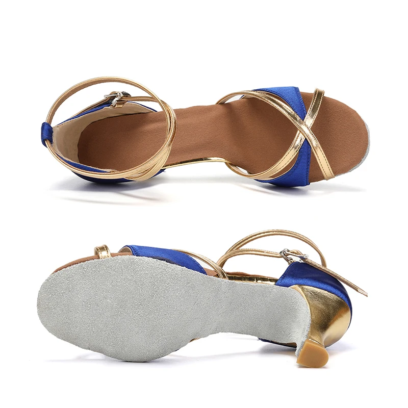 Женская Обувь Для Латинских Танцев Атласный Верх Средний Каблук Тренировочные