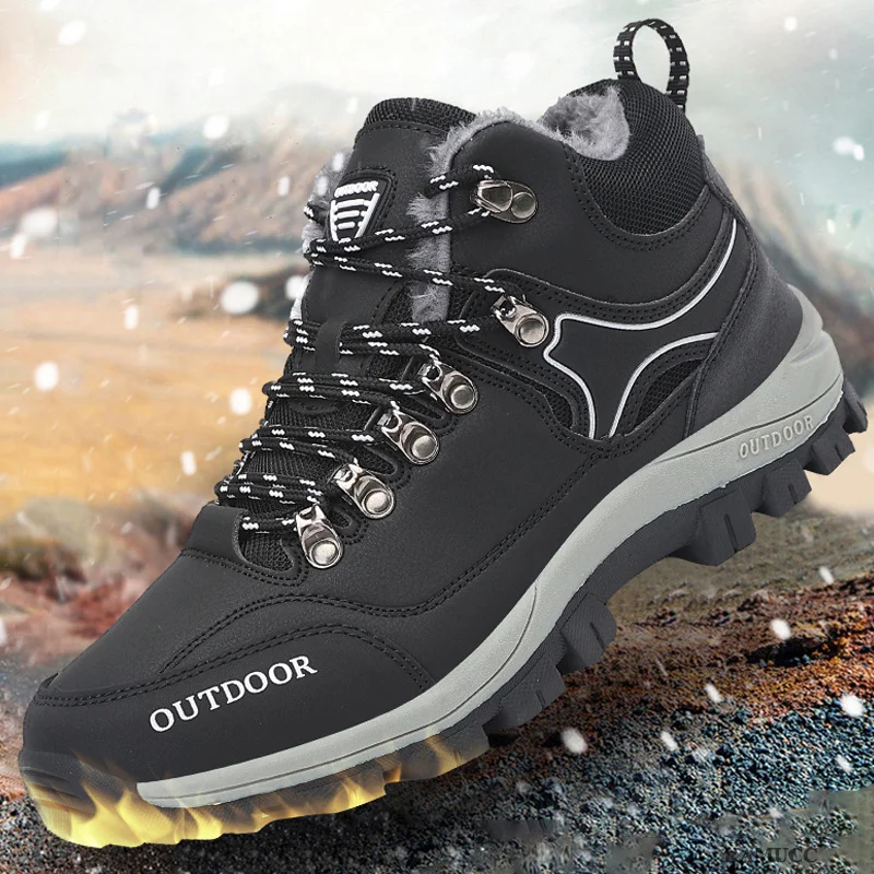 

Men Winter Boots Outdoor Hiking Running Walking Shoes Men Casual Sneakers Antil-Slip Sport Shoes Warm Plush Ankle Boots Winter