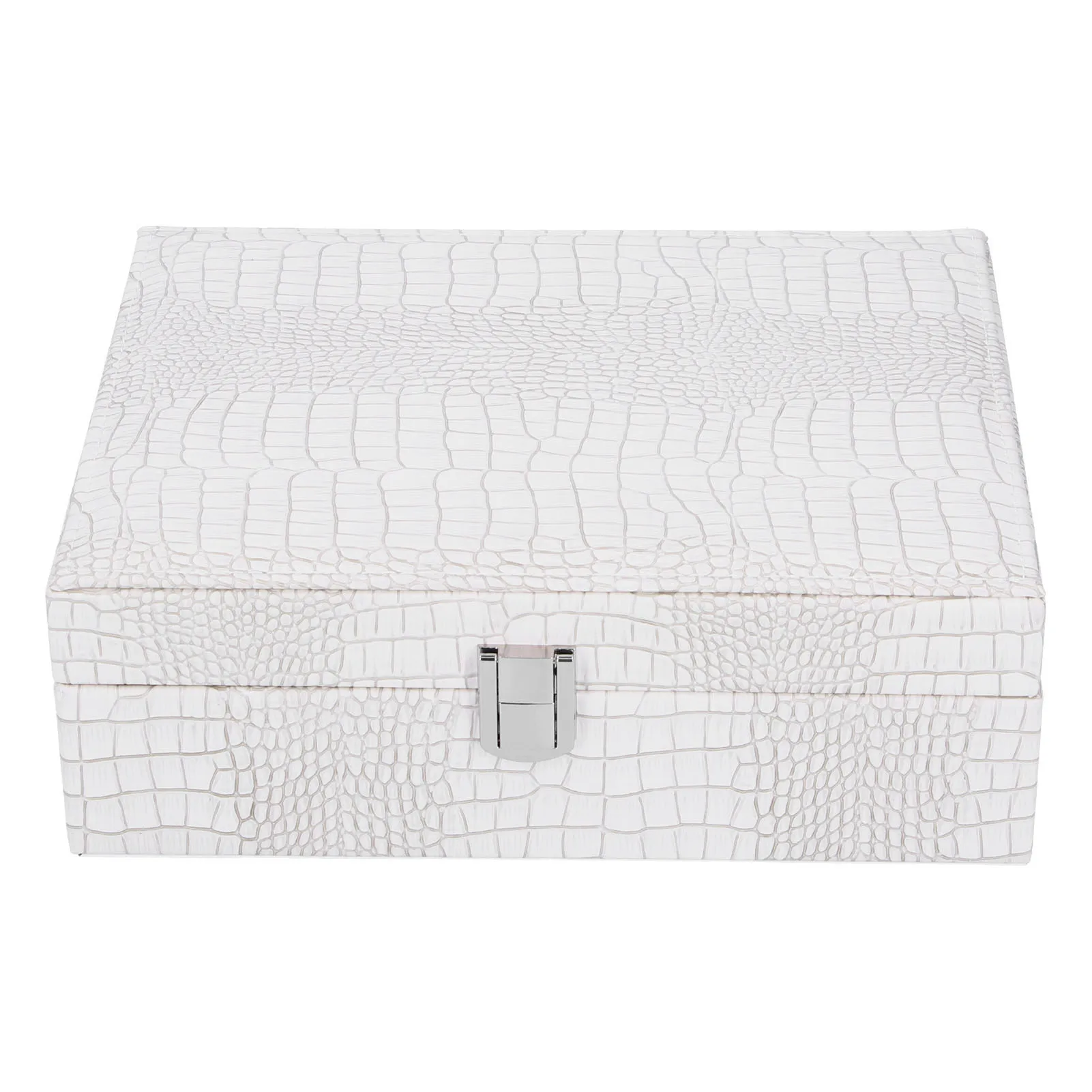 

White Artificial Leather Multilayer Jewelry Box Portable Packaging Box for Collecting