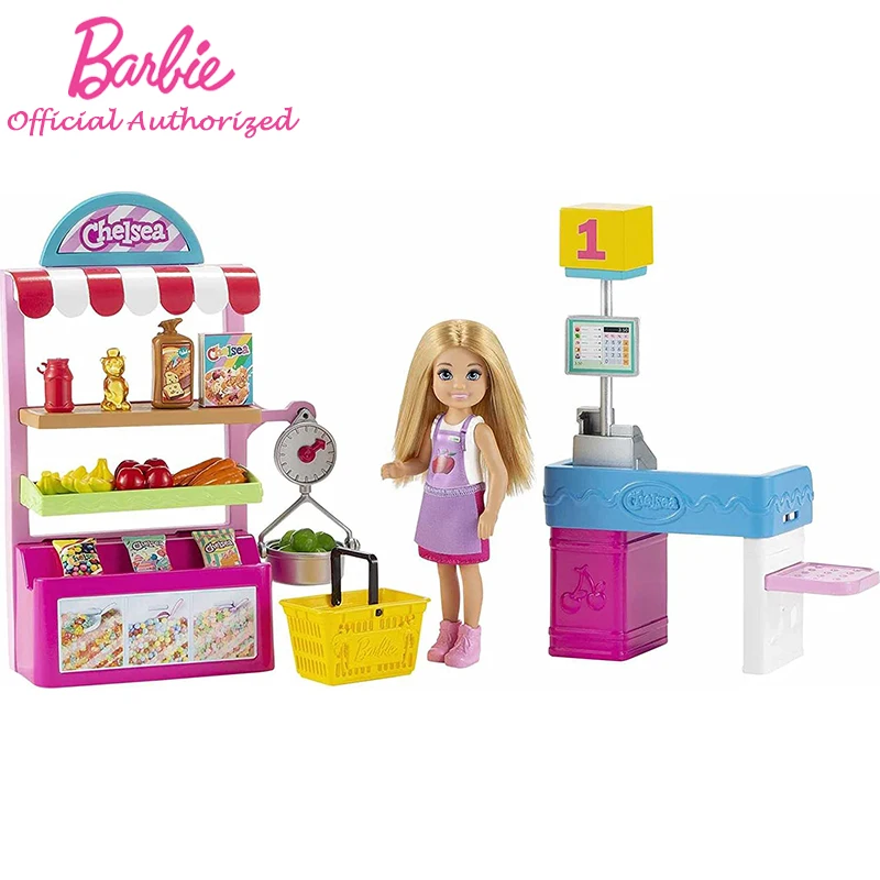 

Barbie Chelsea Can Be Snack Stand Playset With Blonde Doll 6-Inch 15pcs Accessories Mini Kid Toys GTN67 Birthday Gift For Girl